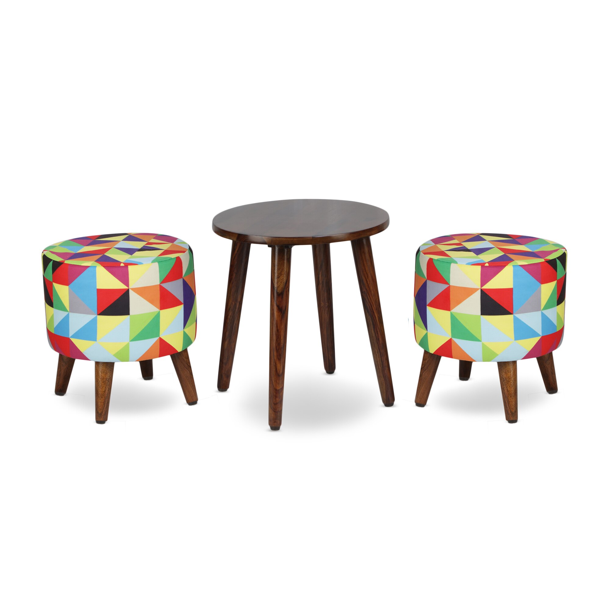 Caleb Solid Wood  Ottomon in  Multicolor Colour