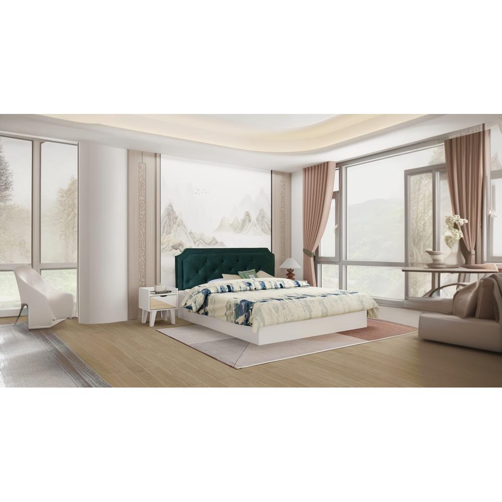 Citta Engineered Wood Queen Size Bed In White Finish