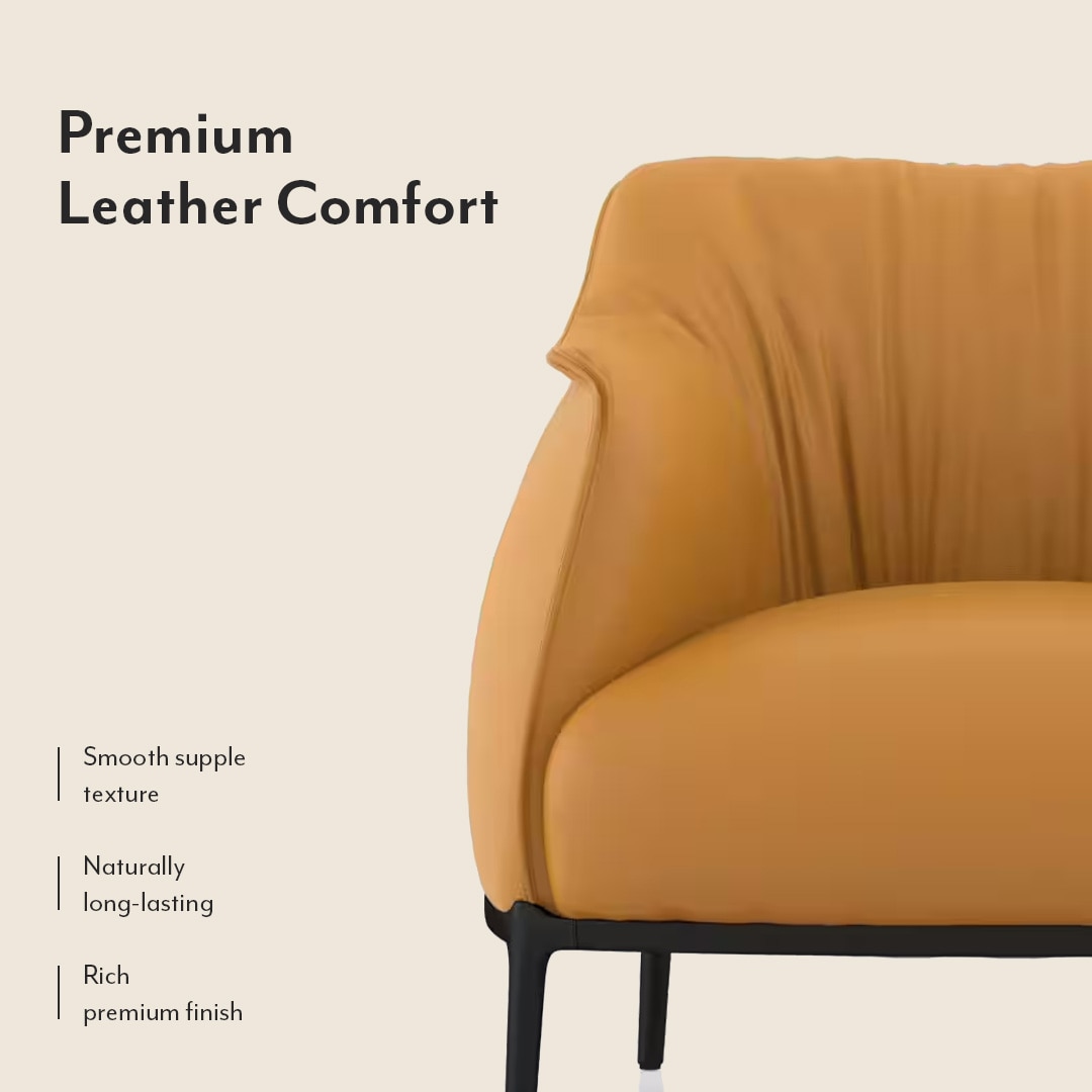 Odette Lounge Chair In Mustard Leather