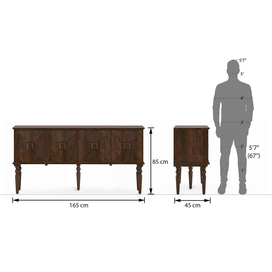 Mirasa Solid Wood Sideboard in Mango Walnut Finish