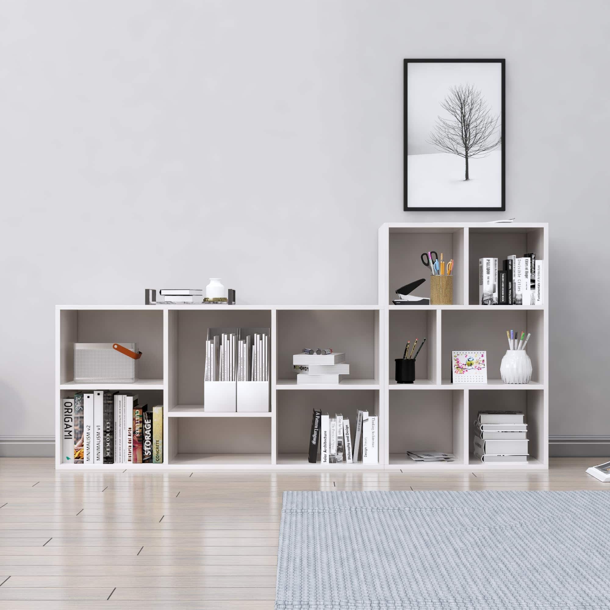 Hexa Engineered Wood Bookshelf Multipurpose Storage Rack in Frosty White Colour - HexaRed