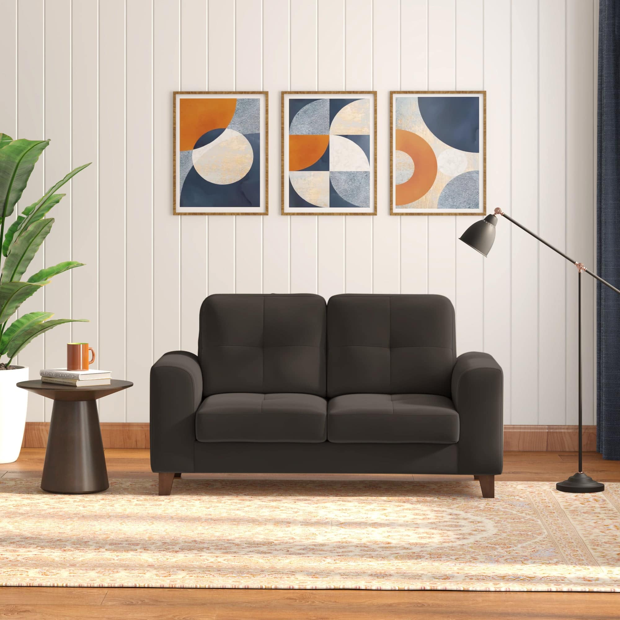 Verona Premium 2 Seater Fabric Sofa in Stone Grey Velvet Colour - Urban Ladder