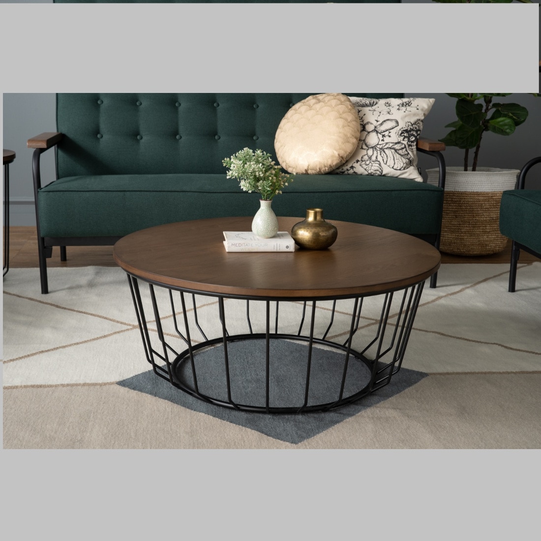 Scandinavian Flux Round Coffee Table Brown Matte Finish - Nestnordic