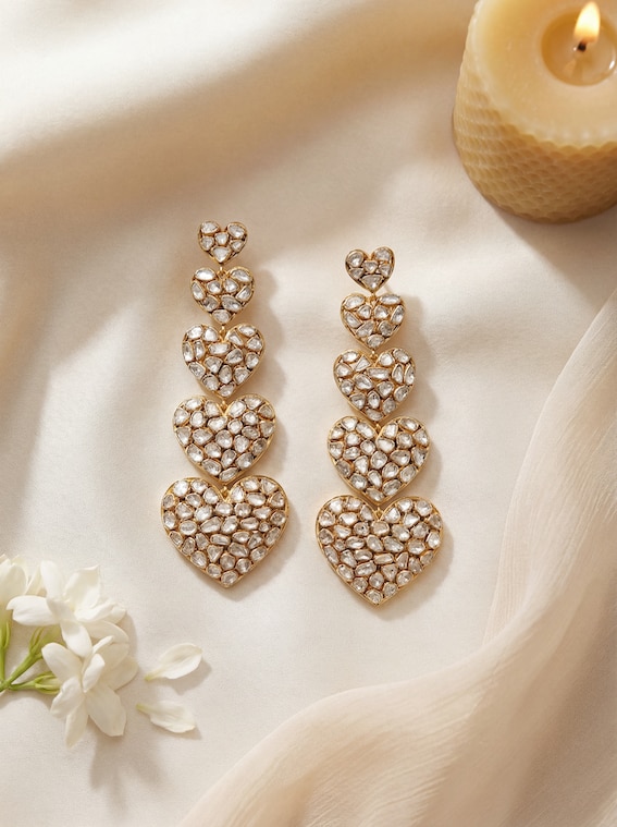 Dank Polki 14 karat gold drop earrings – Swadesh