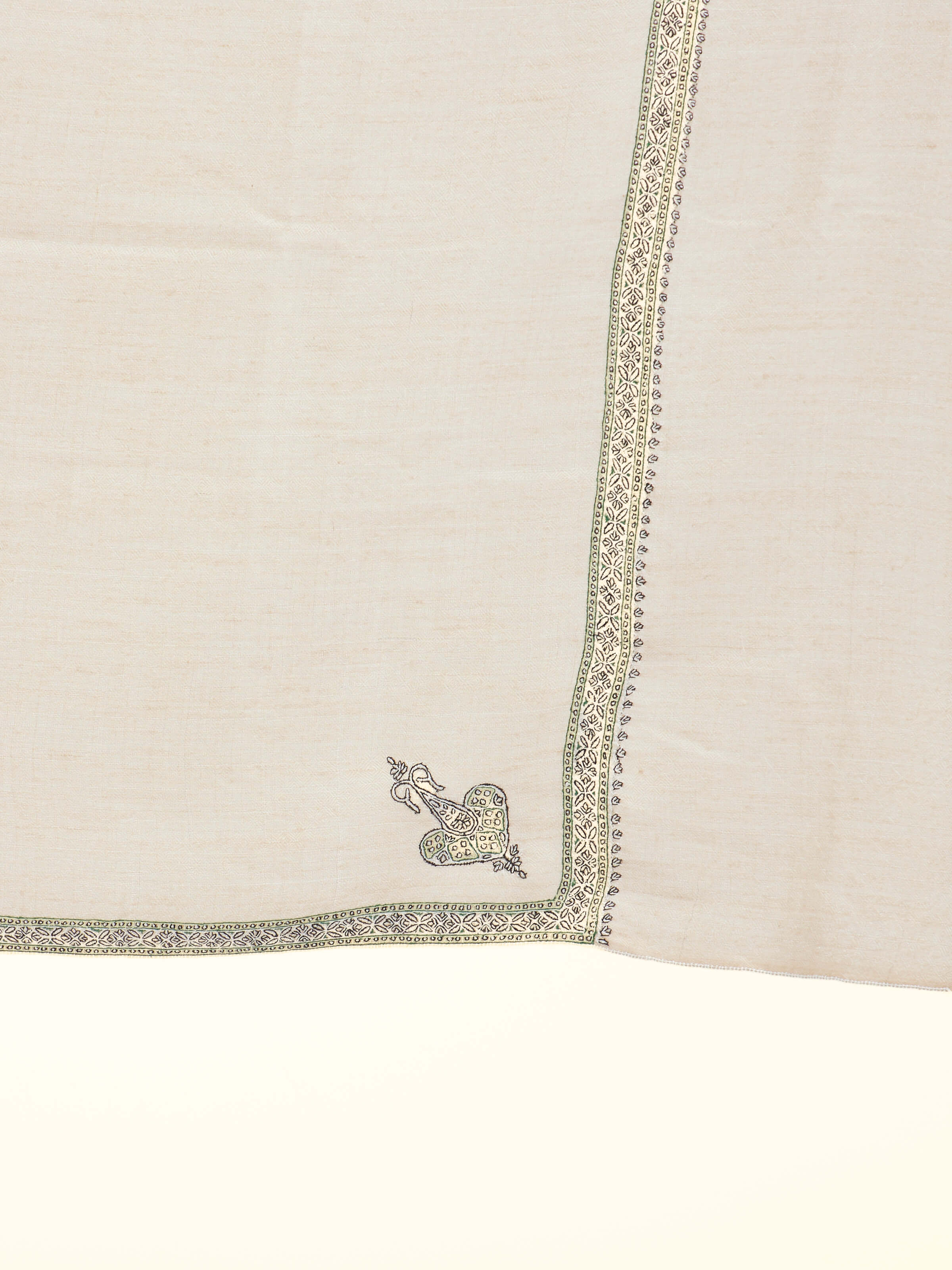 Beige Sozni Hand Embroidered Shawl