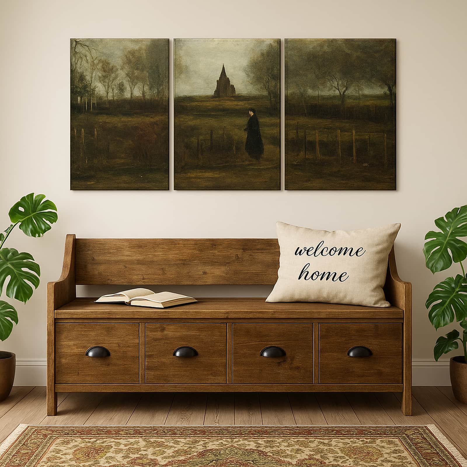 Truss Green Black Pieces Parsonage Garden Nuenen Canvas Canvas Wall Prints Set of 3 Multicolor Matte