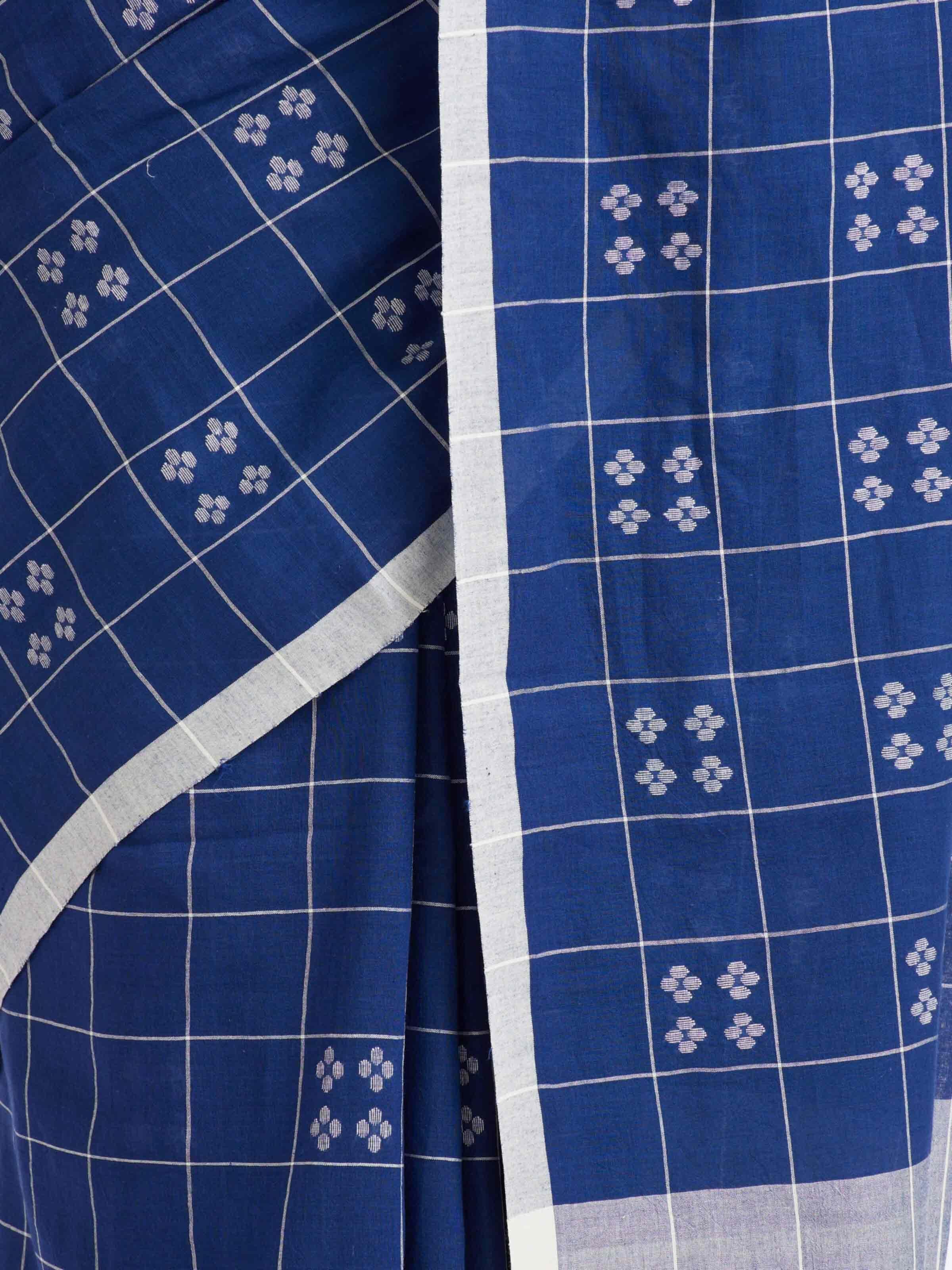 Blue Muslin Jamdani Saree