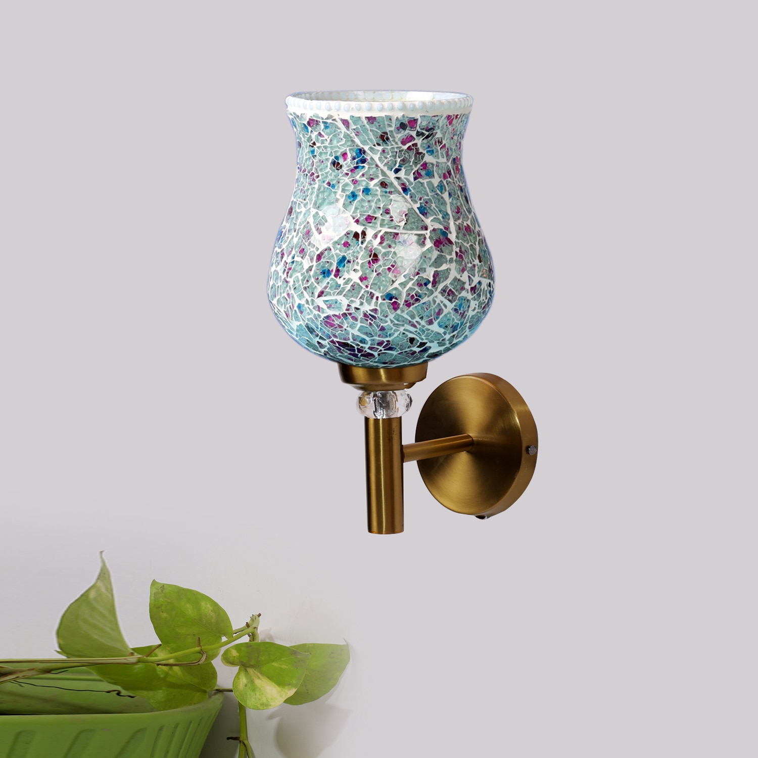 Devansh Metal Electric Wall Light in Gold Colour with Multi Shade Count of 1 Light - Devansh