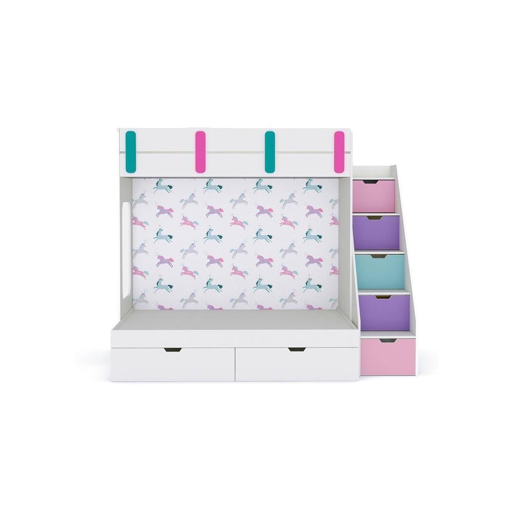 Pattern Dreams Bunk Bed with Storage in White Colour BKBB013