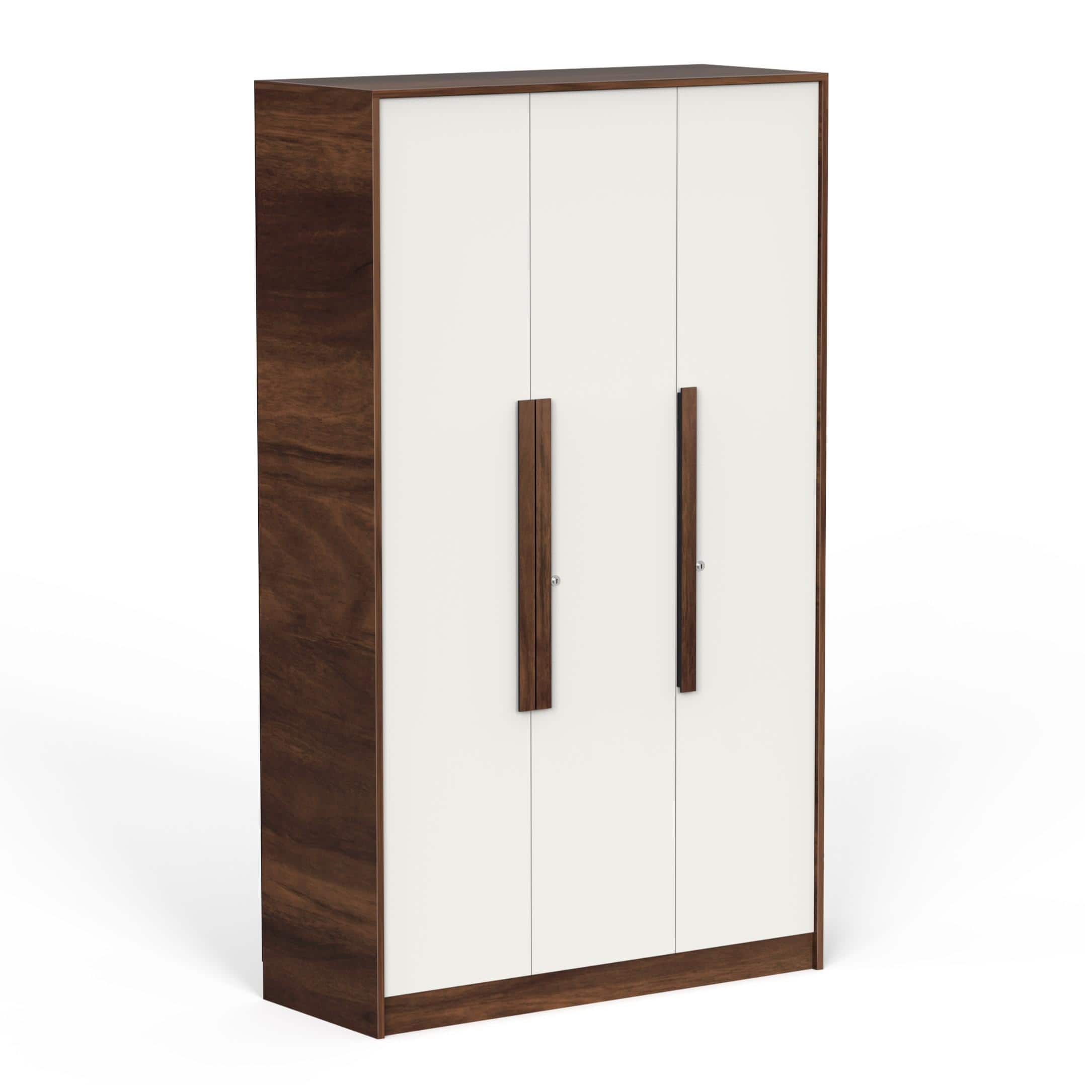 Maltein 3 Door Engineered Wood Wardrobe In Brown Maple & White Finish