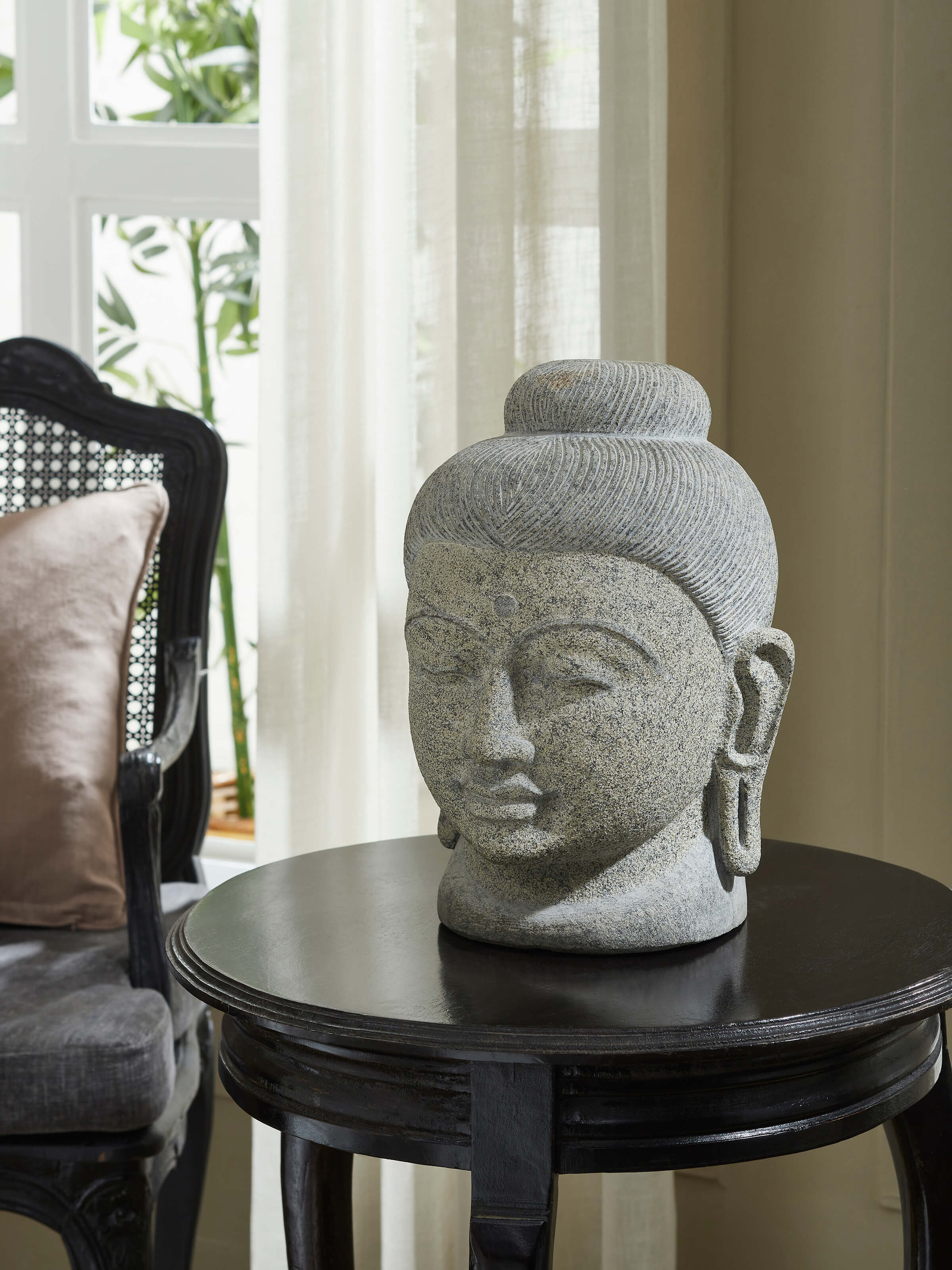Stone Carved Buddha Head Sculpture