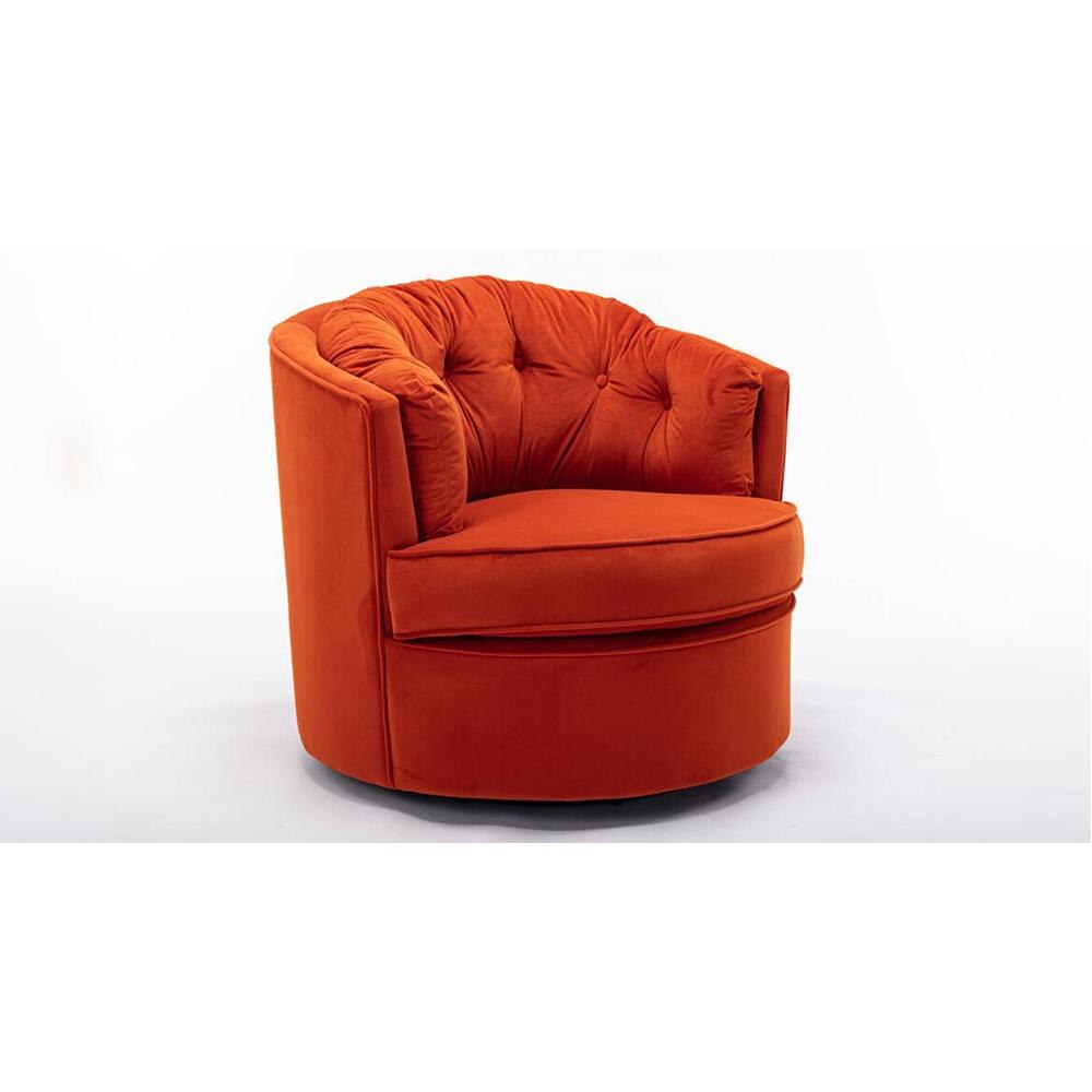 Marius Swivel Solid Wood Round Chair in Orange Colour