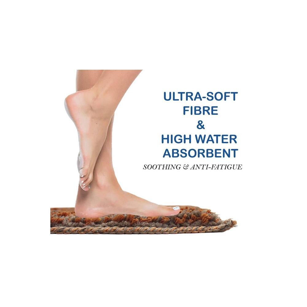 Kamilah Brown Solid Natural Fiber 23x15 inches Anti-Skid Bath Mat