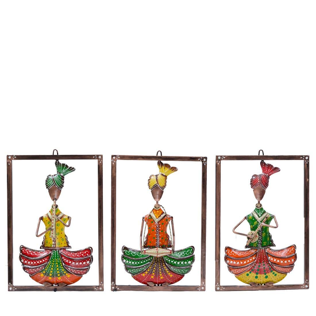 Desert Art Metal Handpainted Musician Wall Hanging Set of 3 - Desert Art