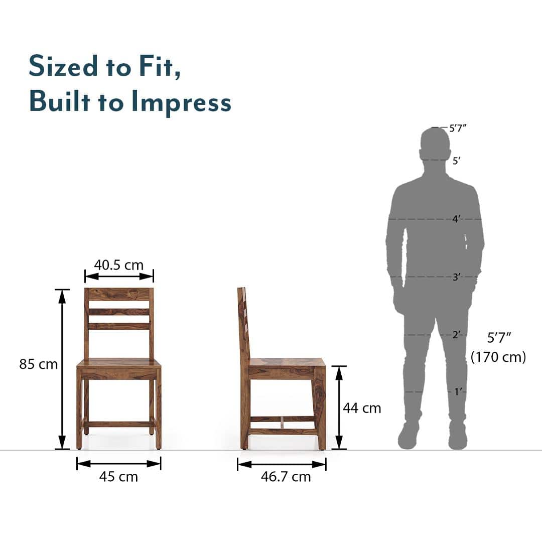 Oliver Solid Wood Dining Chair Set Of 2 In Teak Finish