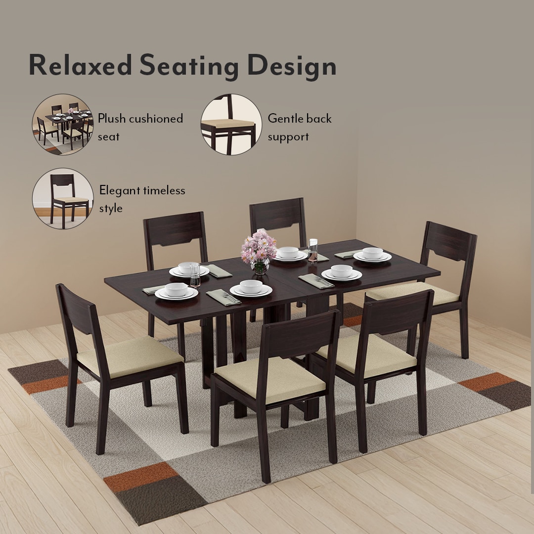 Kerry Solid Wood Dining Chair Set Of 2 In Mahogany Finish With Wheat Brown Fabric Colour