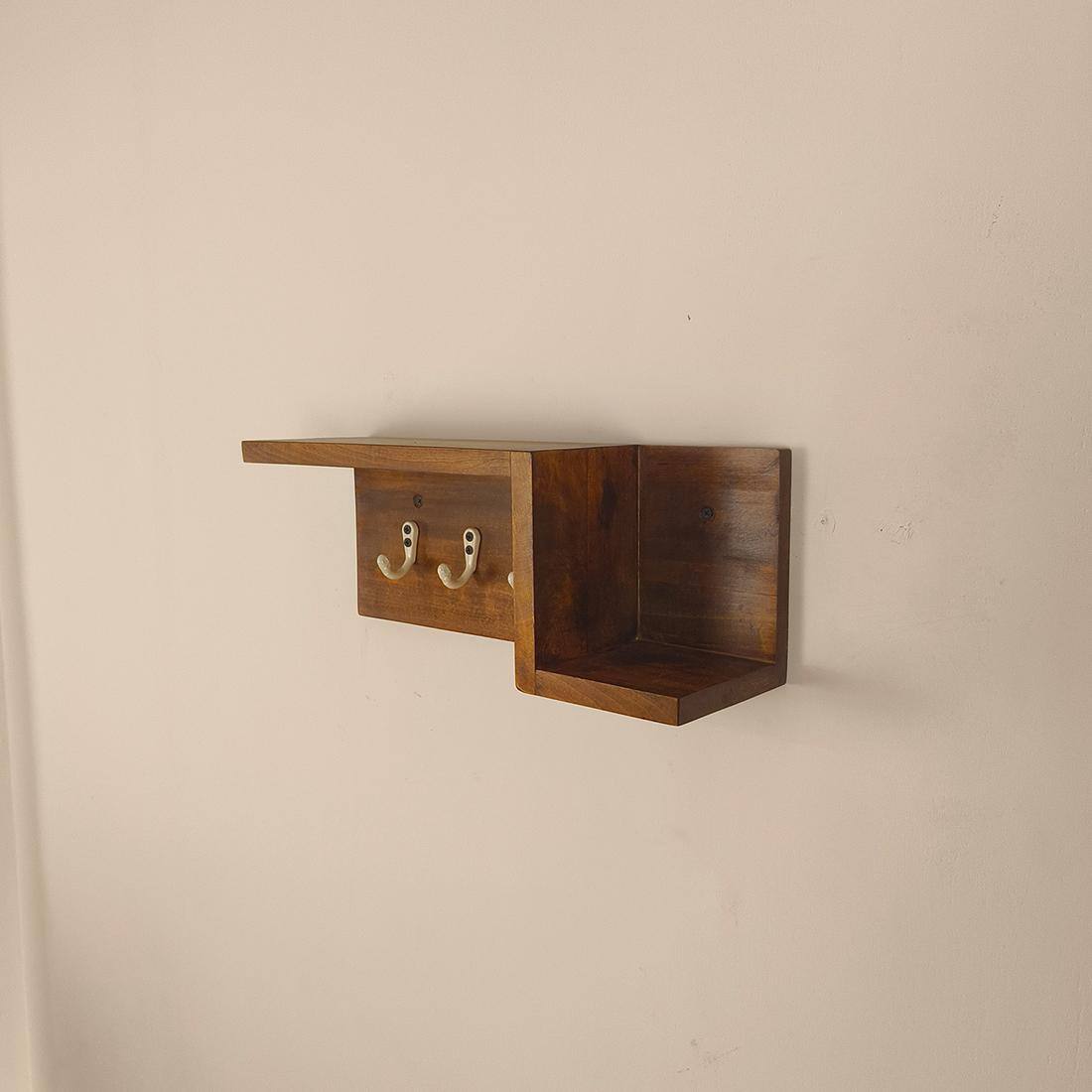 Preston Wooden Wall Shelf Organiser With Key Holders