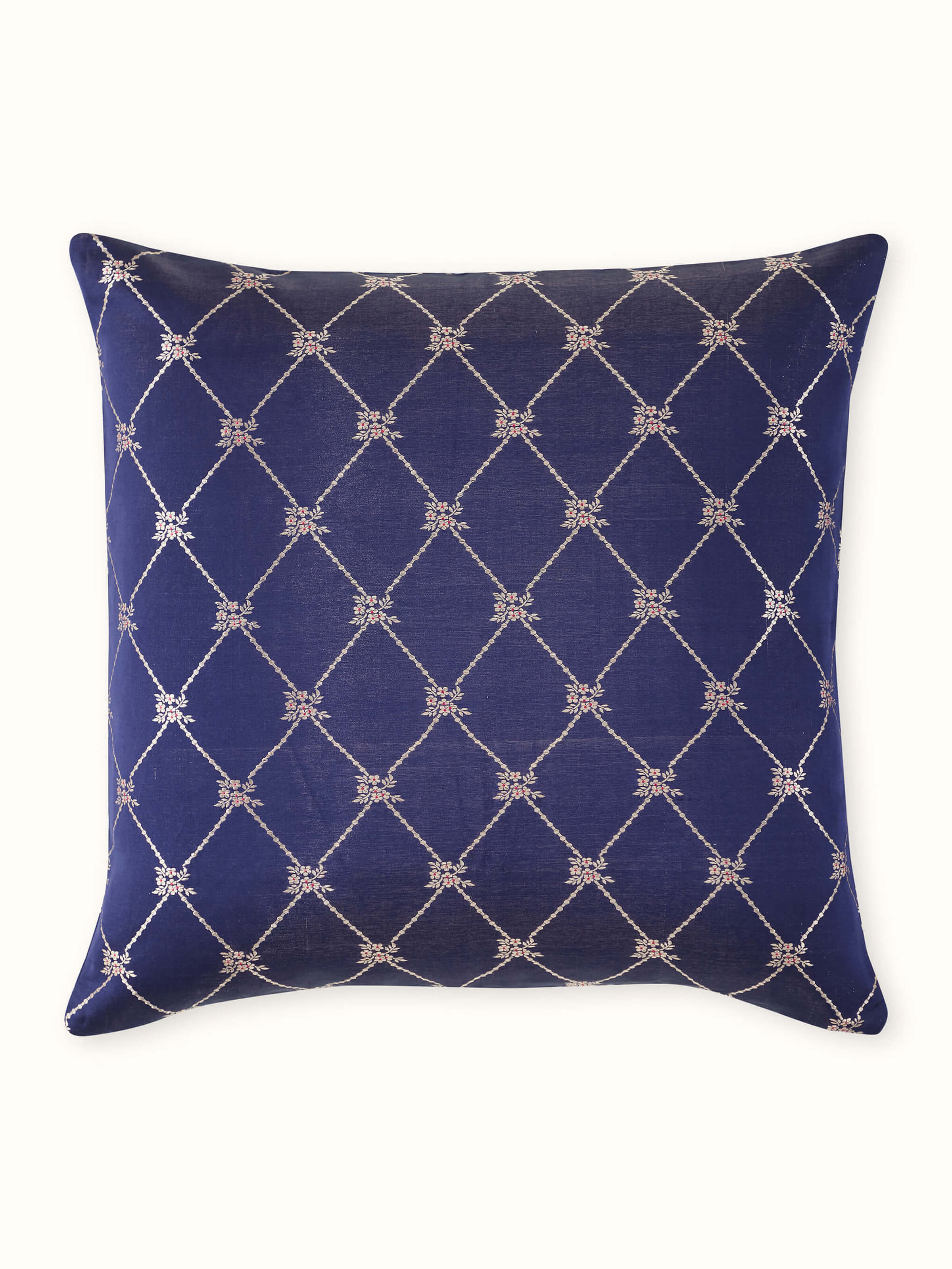 Awadh Navy Blue Banarasi Handloom Silk Cushion Cover