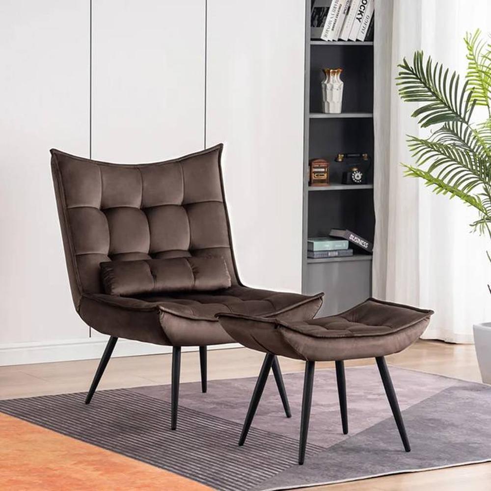 Elroy Accent Chair With Ottoman Brown