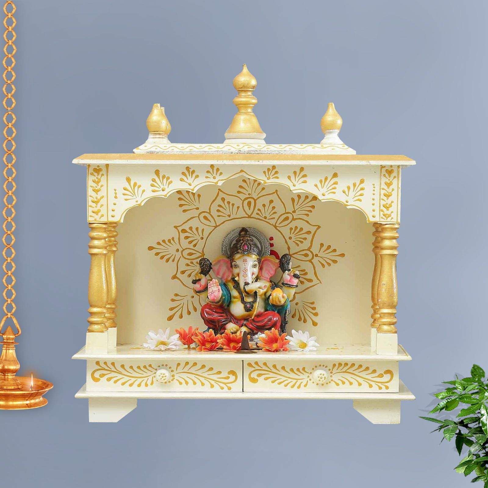 D'Dass Hari Om Wooden Temple For Pooja In Home and Office
