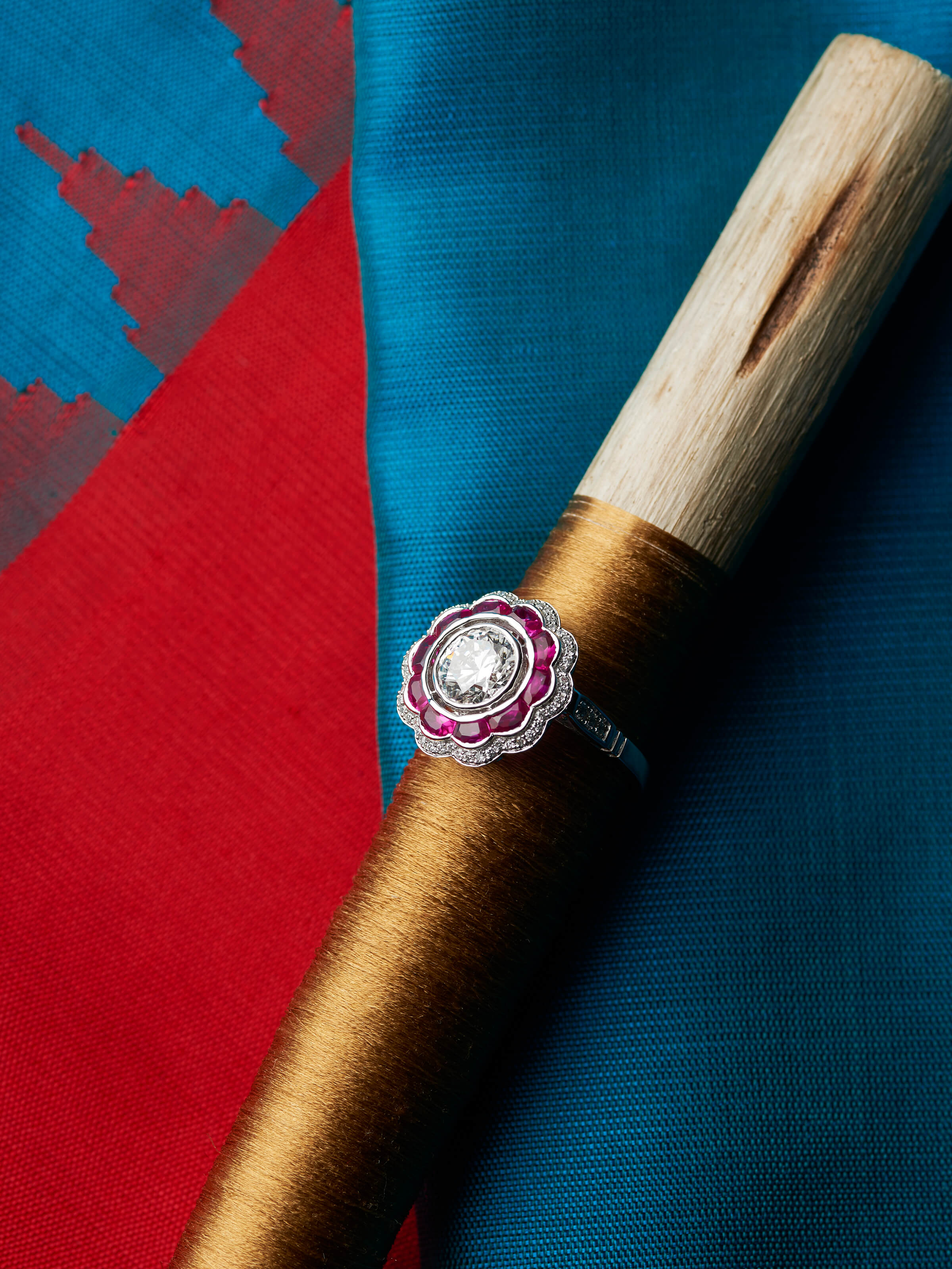 lifestyle view of open setting 14 karat gold ring