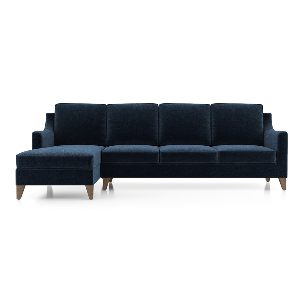 Abbey Sectional Sofa (Colour : Cobalt, Cushion : Soft, Seater : Left Aligned 3 Seater + Left Aligned Chaise)