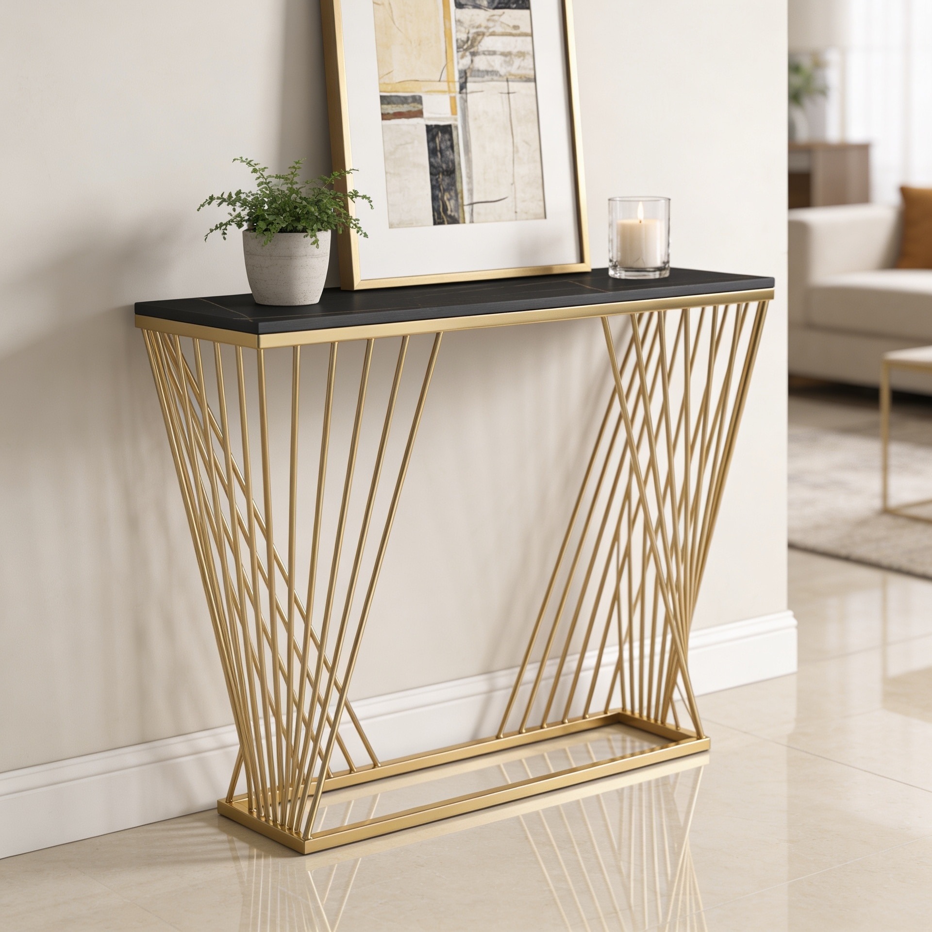 Black Narrow Console Table - Handicrafts Town