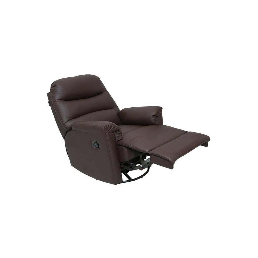 Wave Leatherette One Seater Manual Recliner in Brown Colour