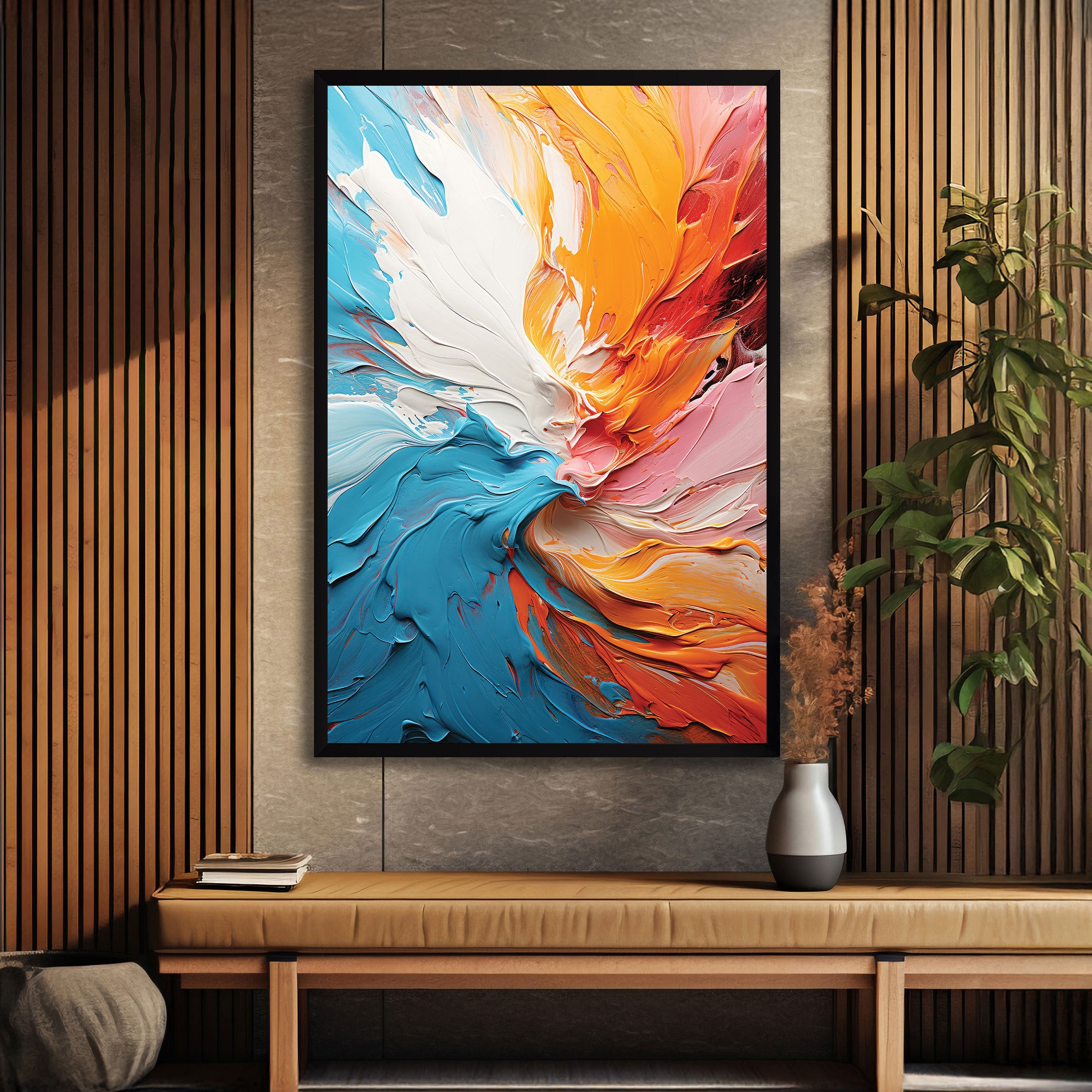 The Castle Decor Modern Abstract Wall Art Framed Painting 20x30 Inch Style 1 - The Castle Decor