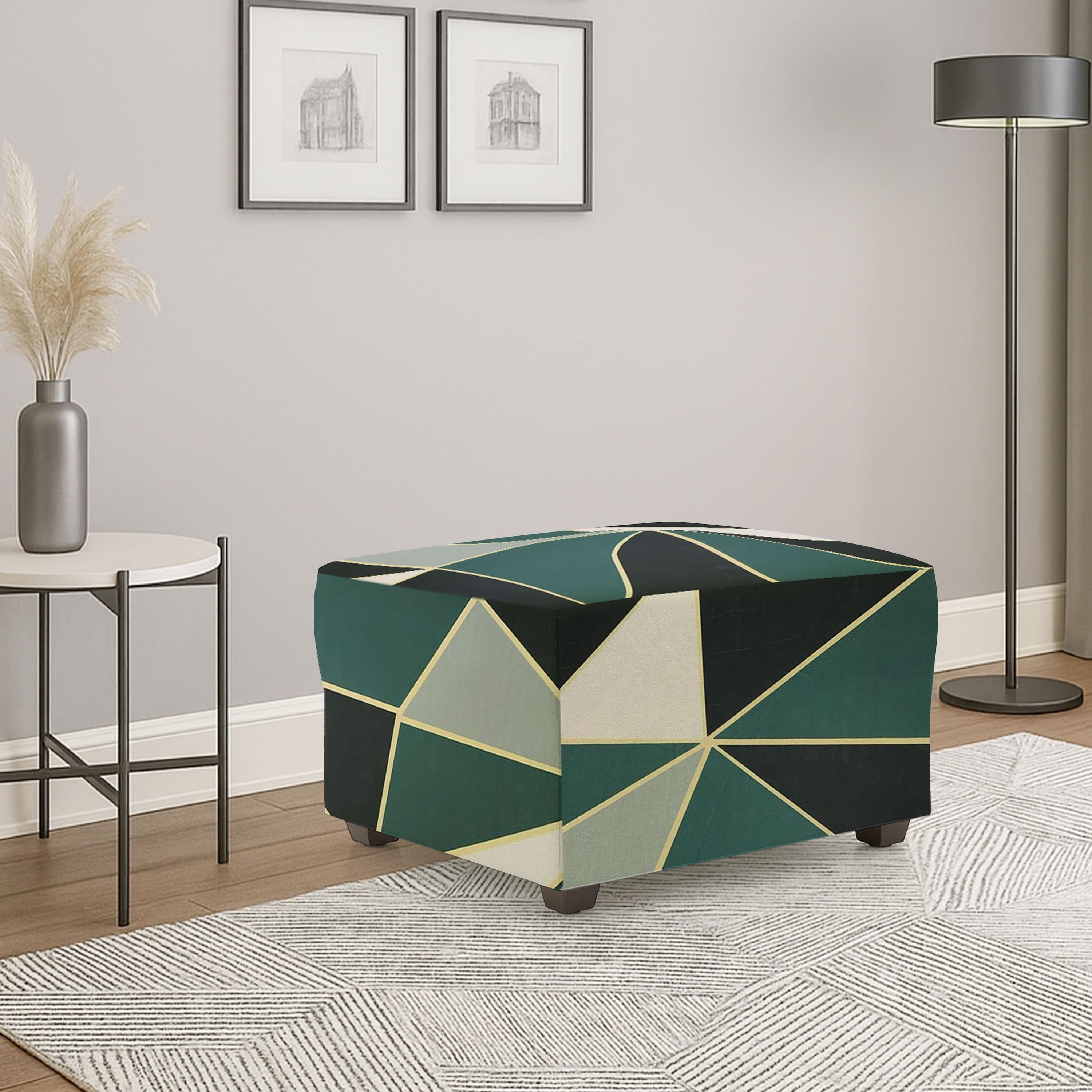 Ottoman Green Triangles Sofa Cover