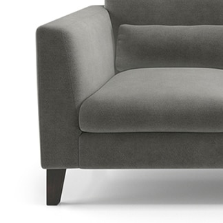 Lewis 3 Seater Fabric Sofa in Ash Grey Velvet Colour