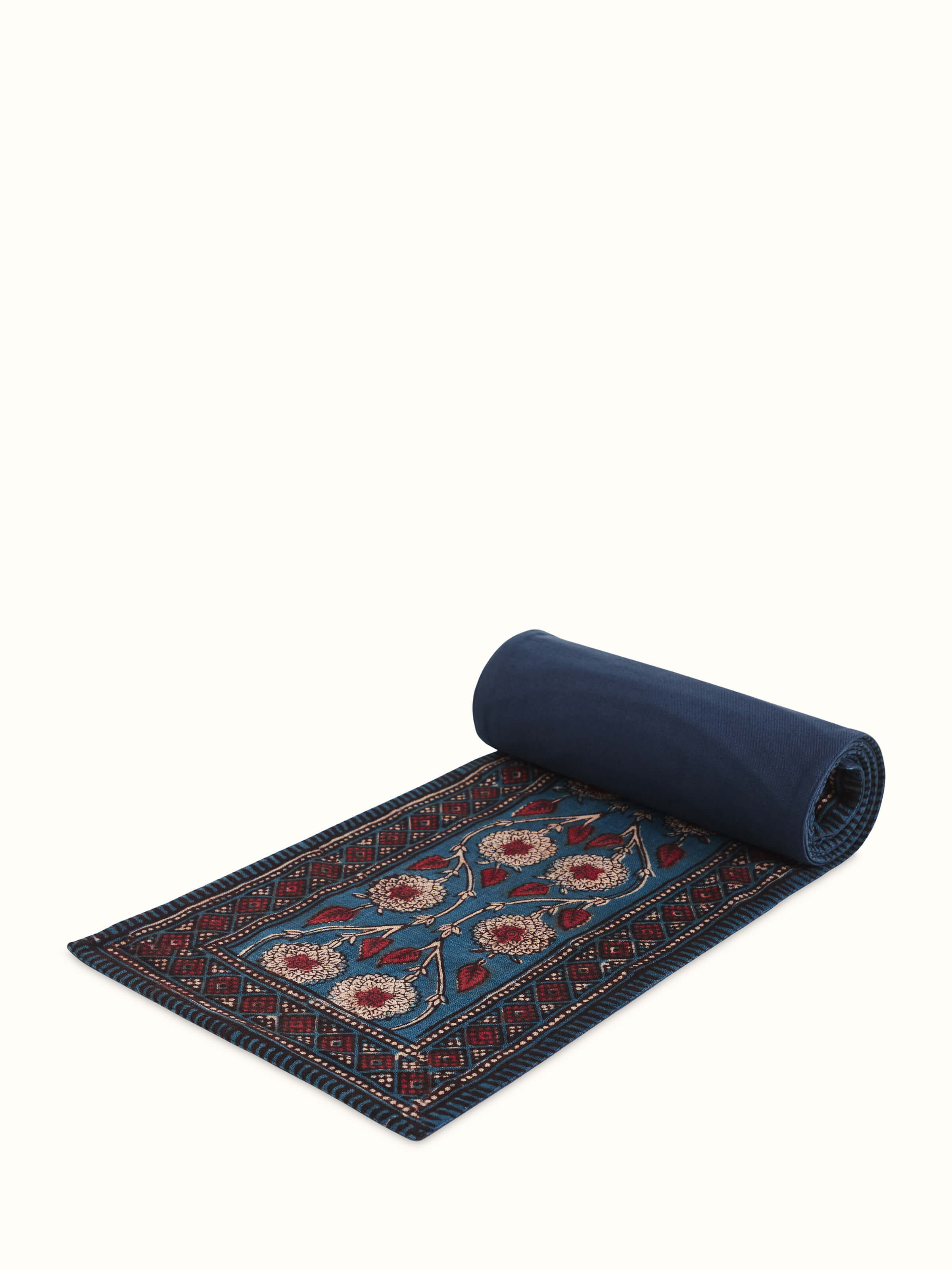 Puspita Indigo Cotton Dabu Hand Block Printed Table Runner 6 Seater
