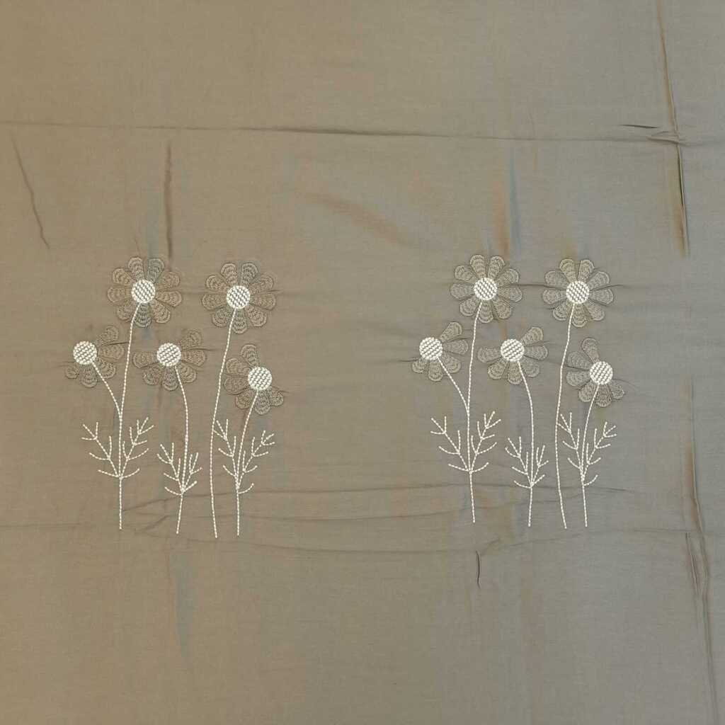 Plain Graphite Grey 350 TC Embroidery StiTChed Cotton Satin Flat Super King Bed Size Bedsheet With 2 Pilllow Covers  Threads