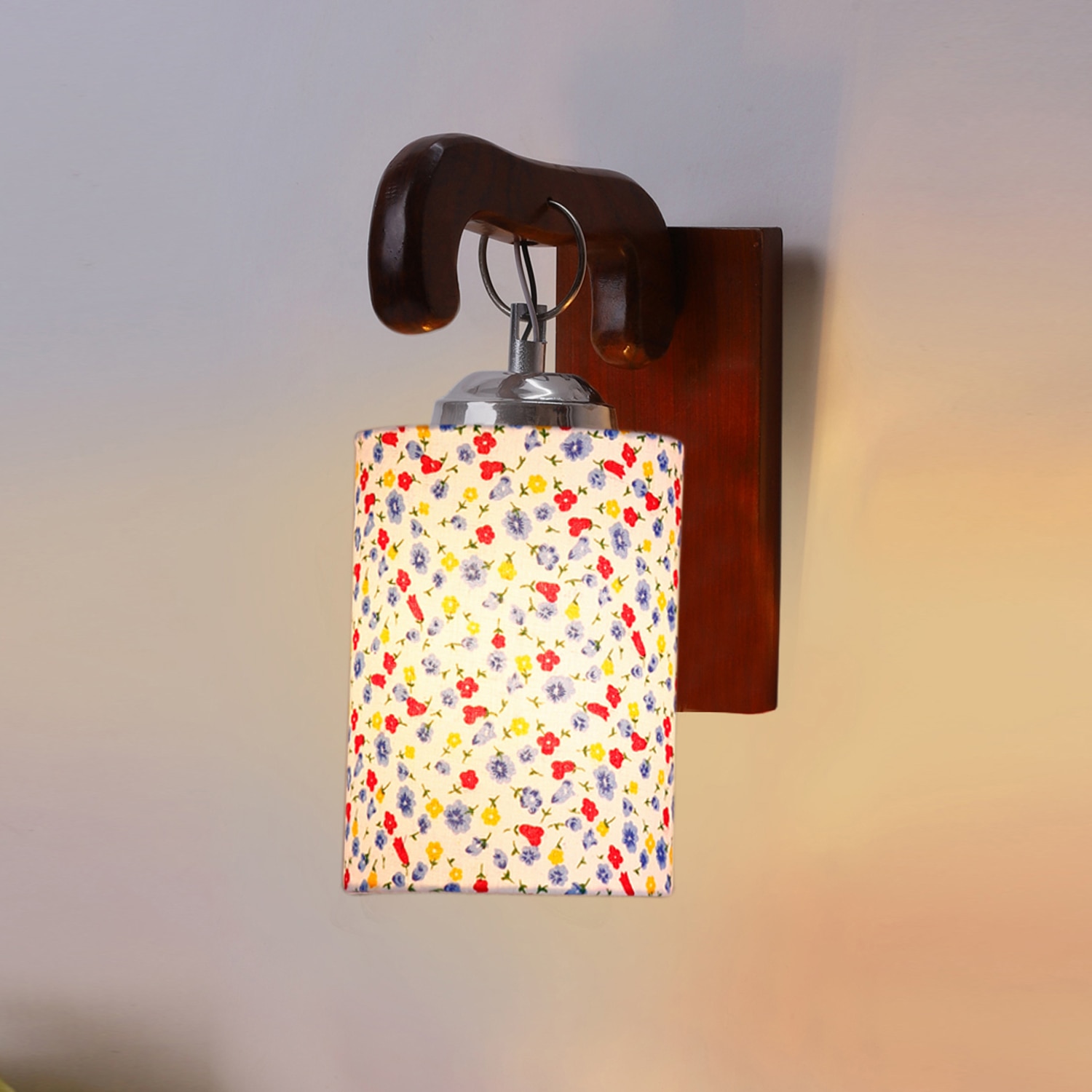Devansh Solid Wood Electric Wall Light in Brown Colour with Multi Shade Count of 1 Light - Devansh