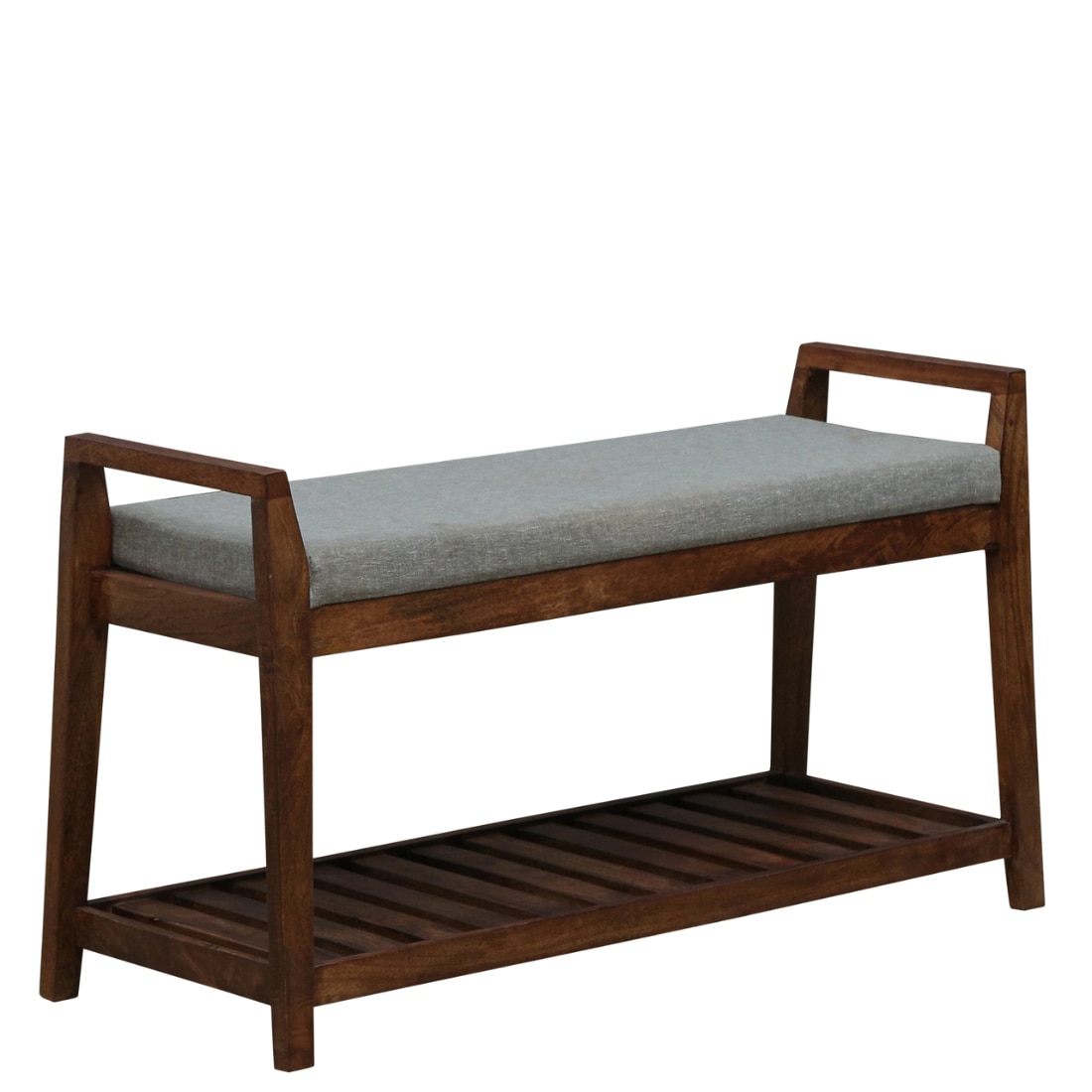 Tonsberg Solid Wood Shoe Rack with Seating in Walnut Brown finish