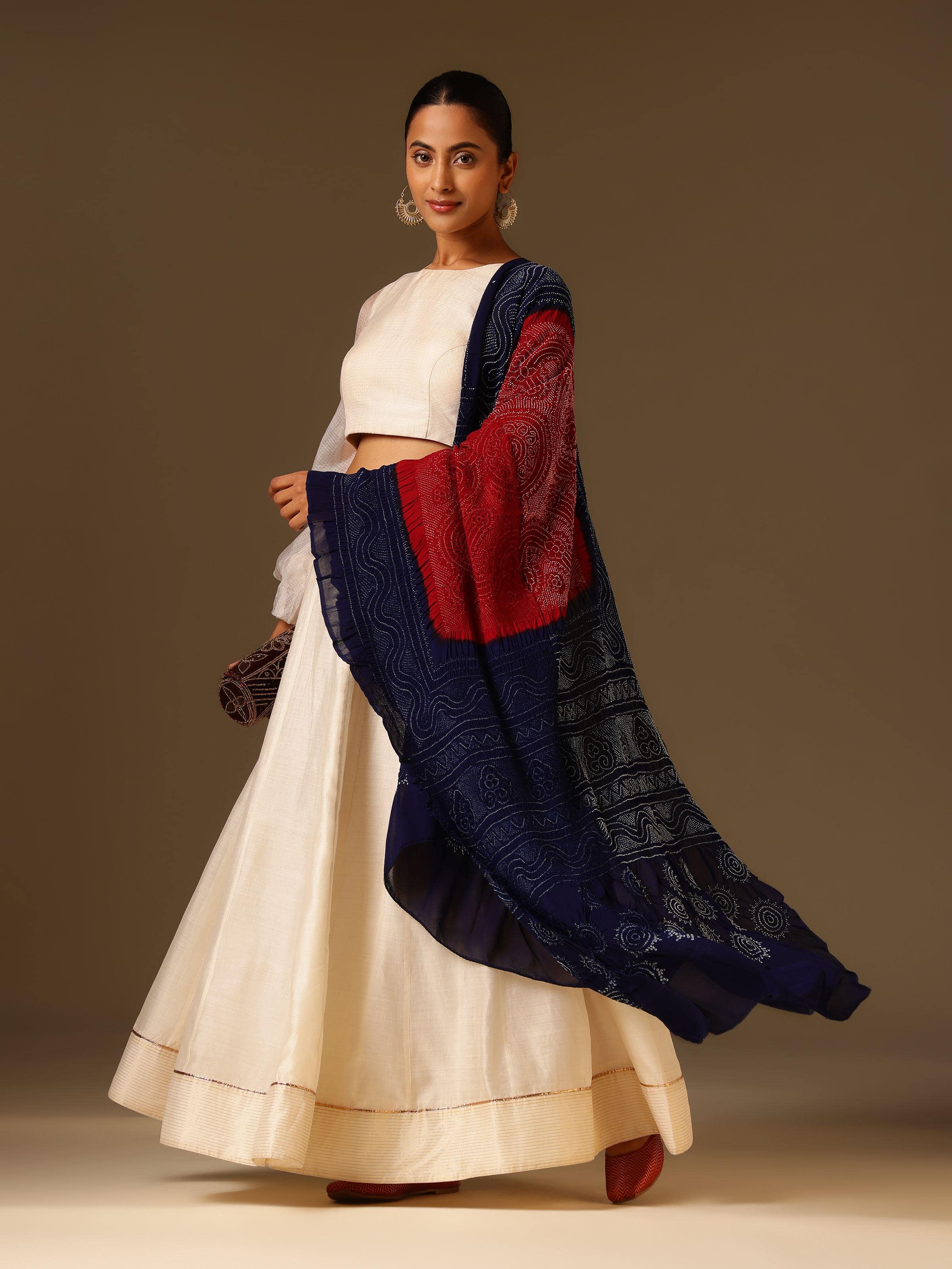 Blue Georgette Bandhani Tie & Dye Dupatta