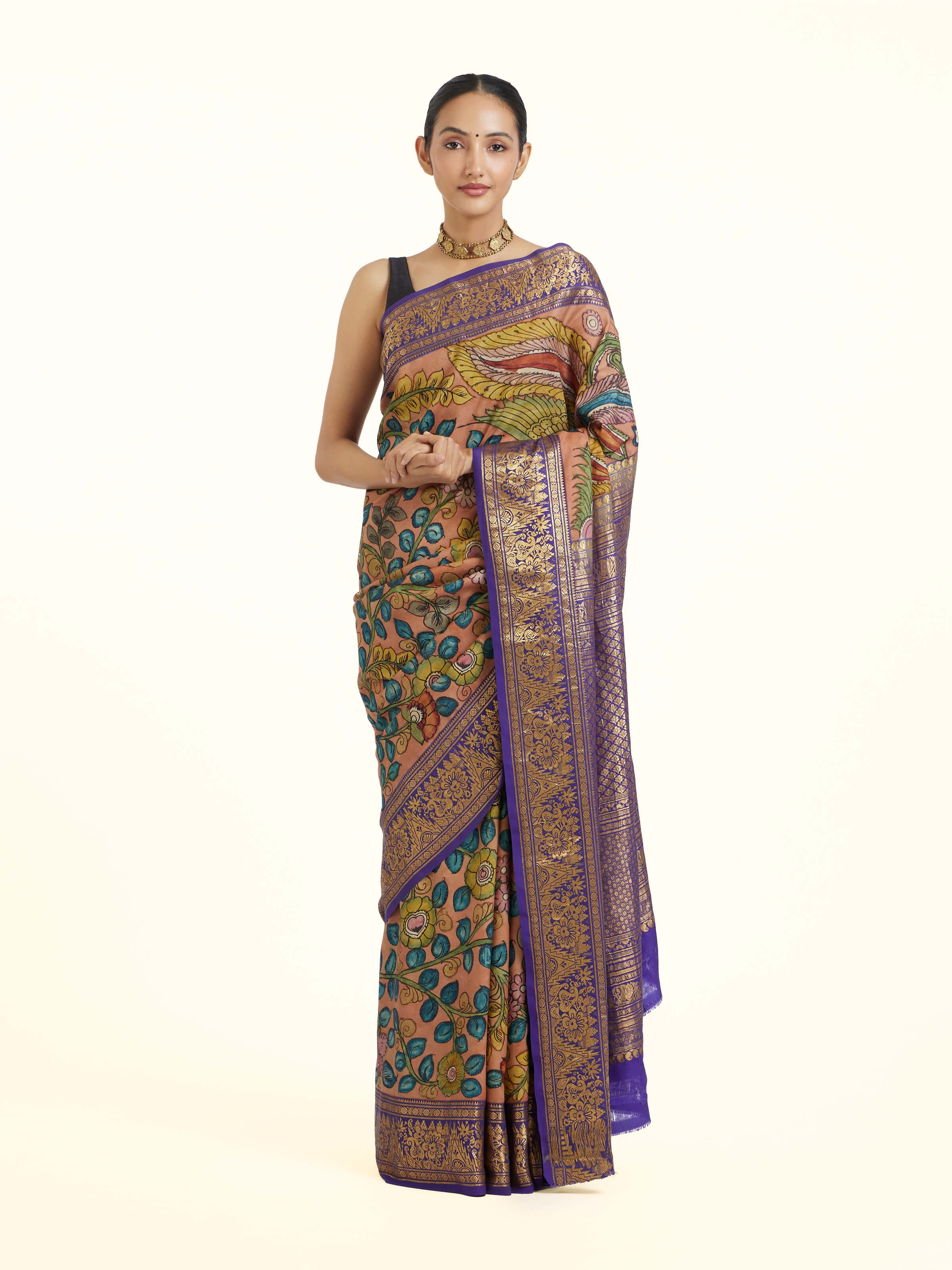 Kalamkari Kanchi Silk Saree