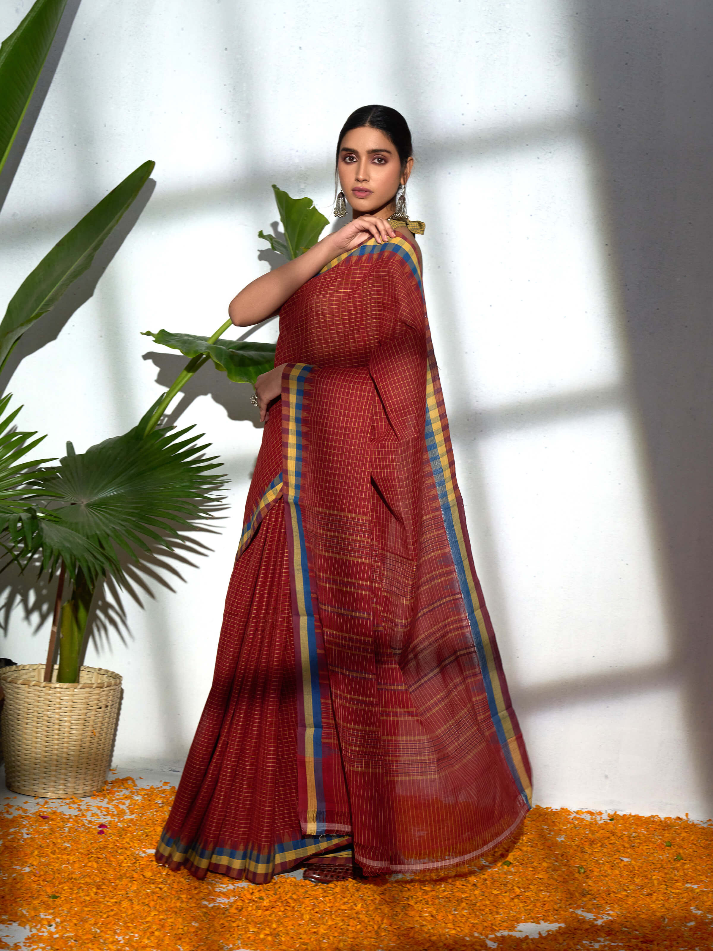 Maroon Natural Dyed Cotton Kuppadam Saree