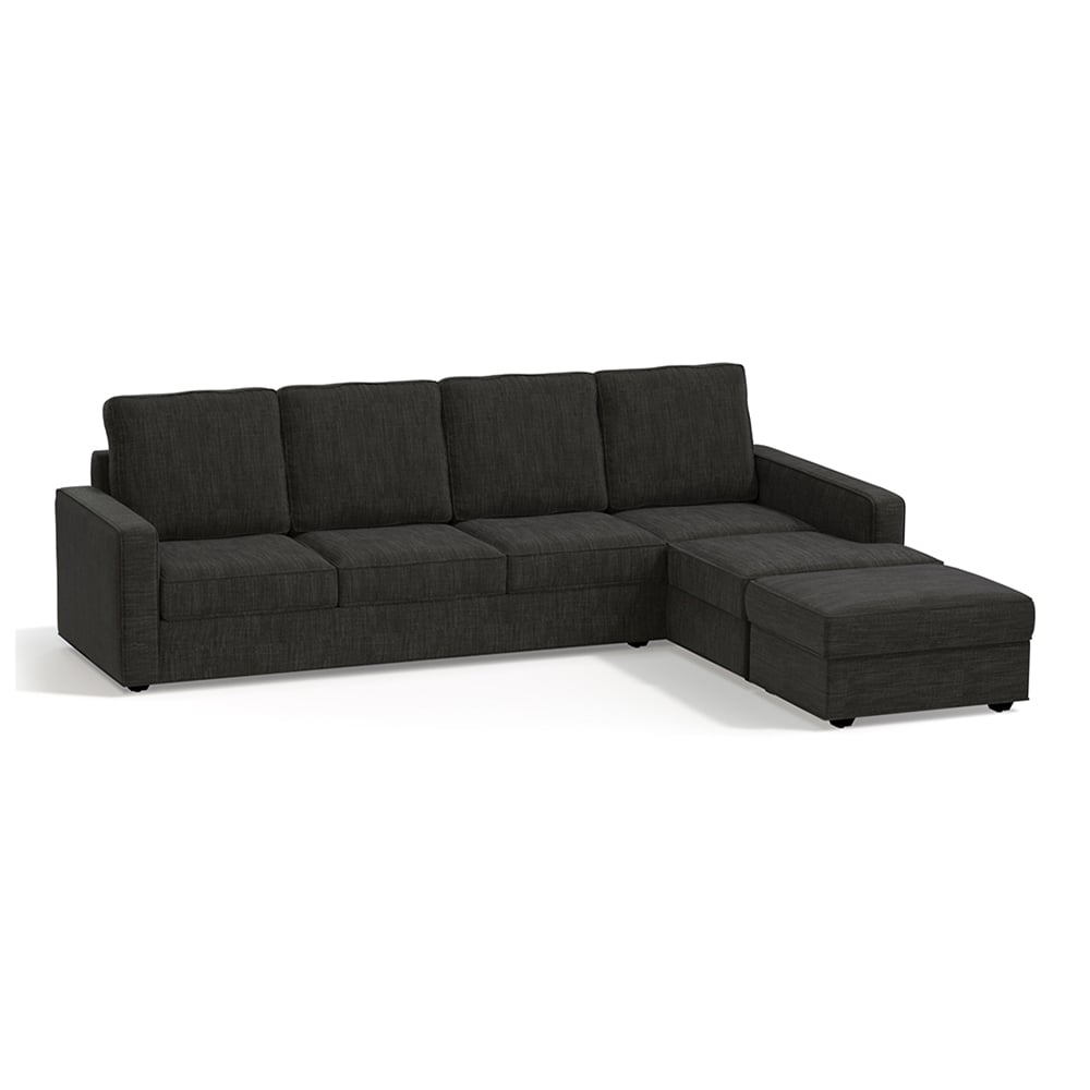Apollo Compact Sofa (Colour : Graphite Grey, Cushion : Hard, Back Type : High Back, Seating Capacity : Right Aligned 3 Seater + Right Aligned Chaise + Ottoman)