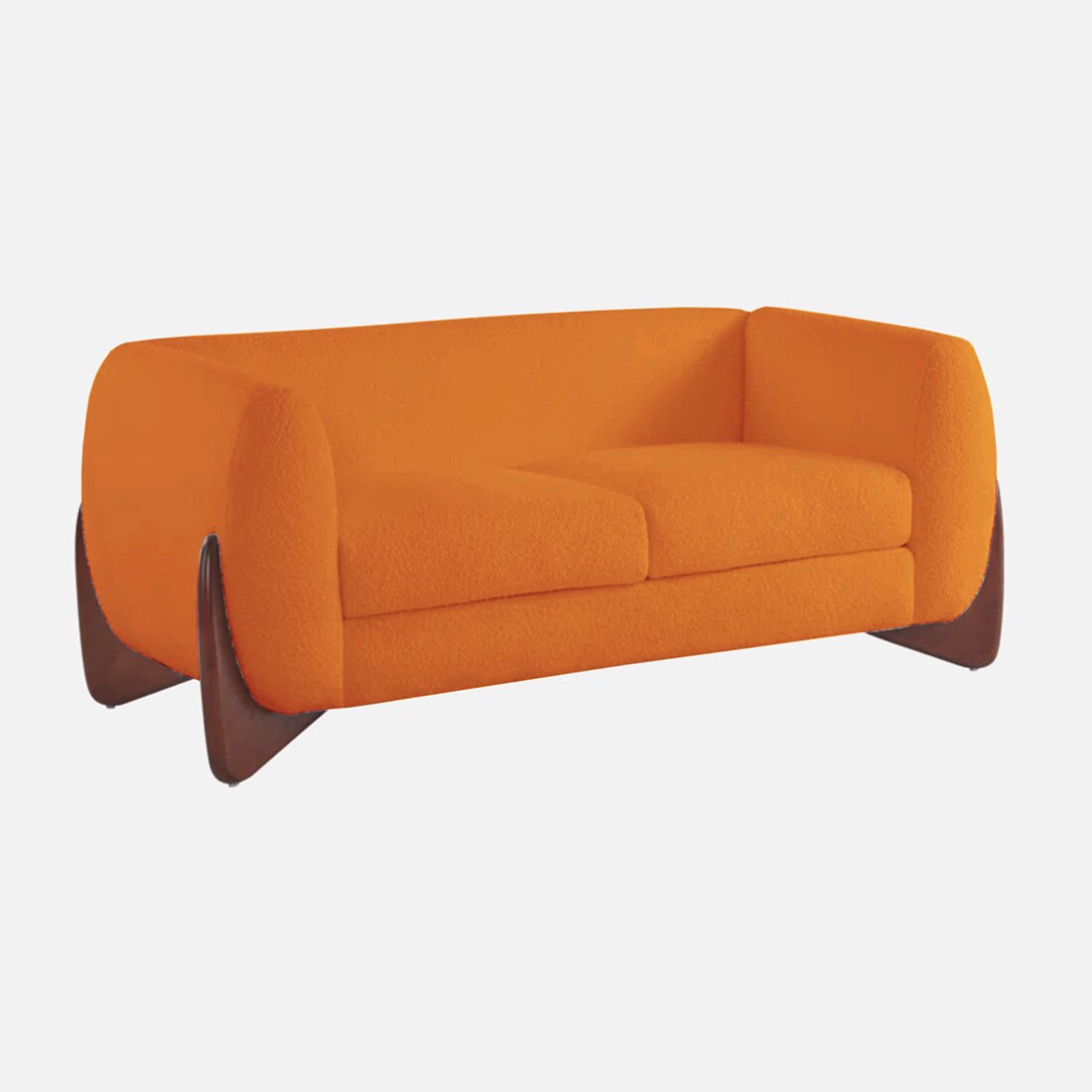 Amala Velvet 2 Seater Sofa in Orange Colour