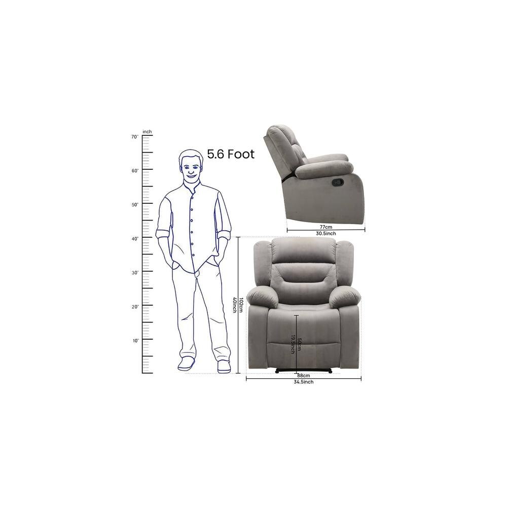 Sloane Leatherette One Seater Manual Recliner in Grey Colour