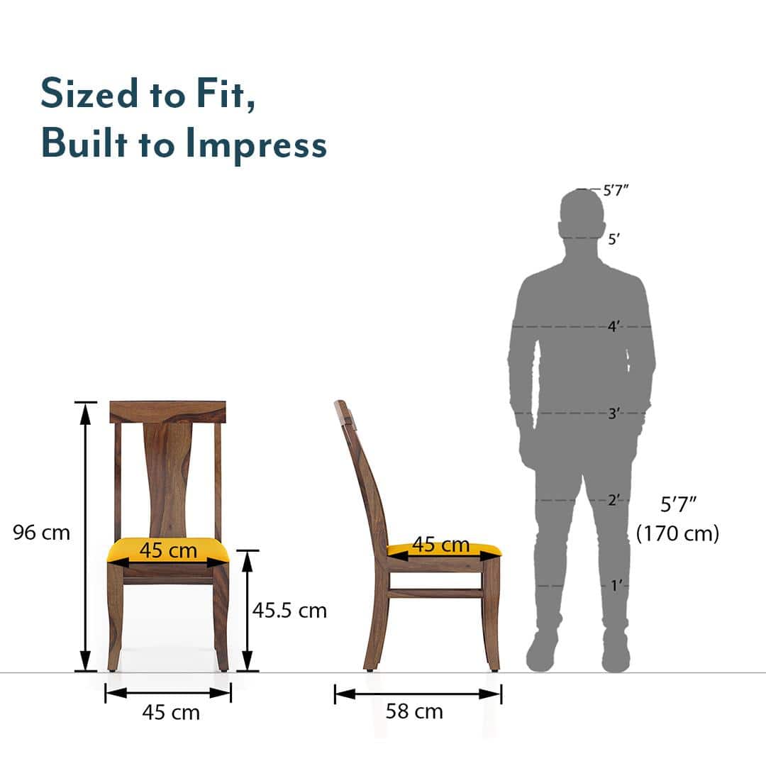 Fabio Solid Wood Dining Chair Set Of 2 In Teak Finish
