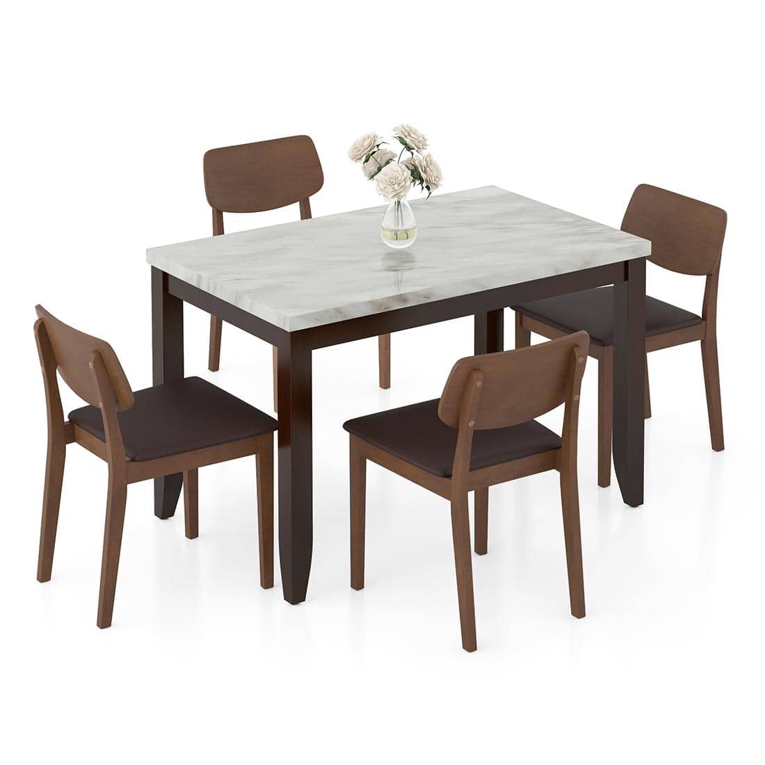 Matteo 4 Seater Dining Table Finish - Dark Walnut with of 4 lawson dinig chairs