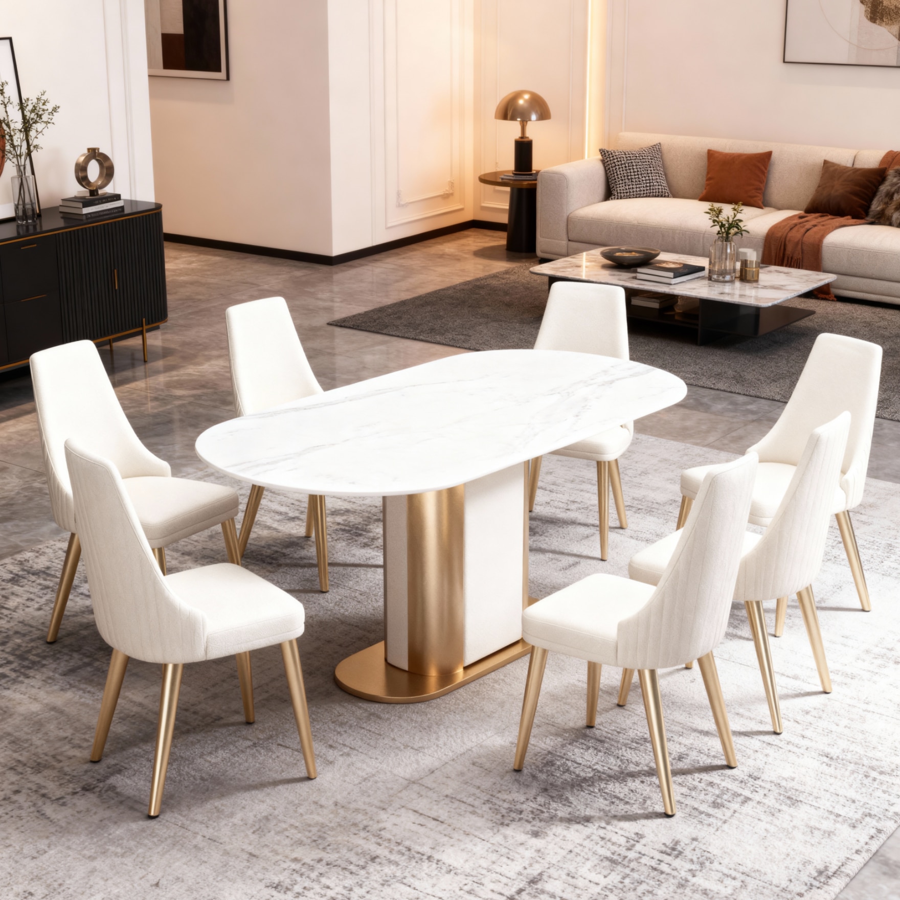 Octavian 6 Seater Metal Dining Table Set