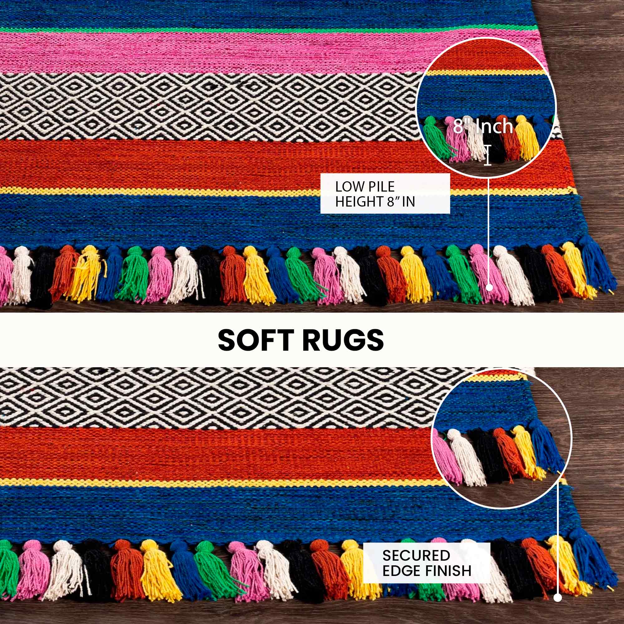 Handwoven Trenza Multicolor Rug 4x6