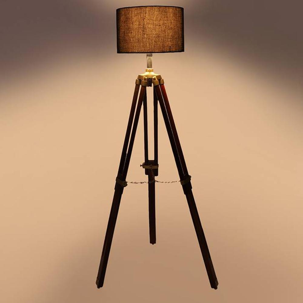 Roman Black Cotton Shade Floor Lamp