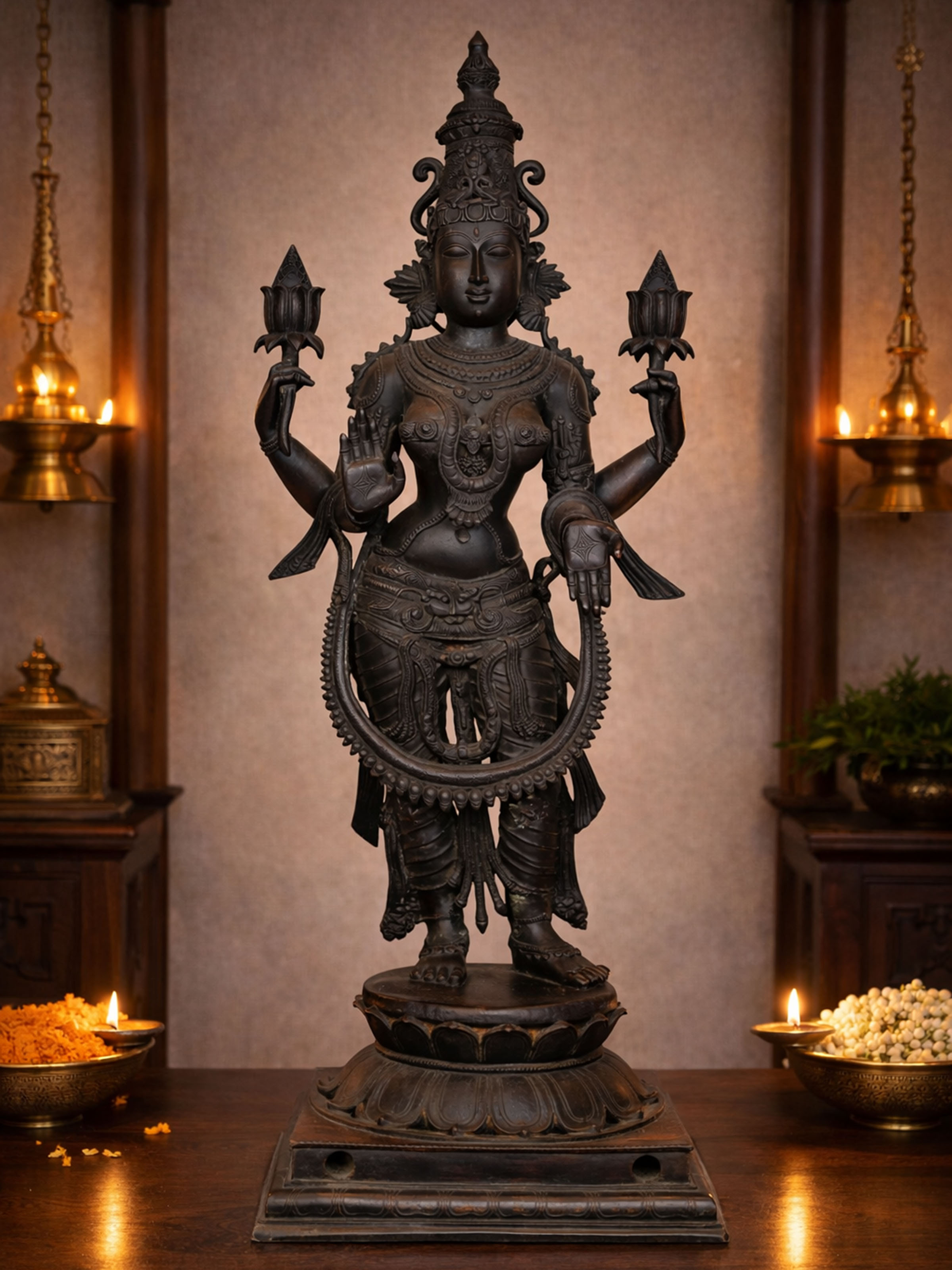 Lifestyle view of Antique Bronze Lakshmi Idol