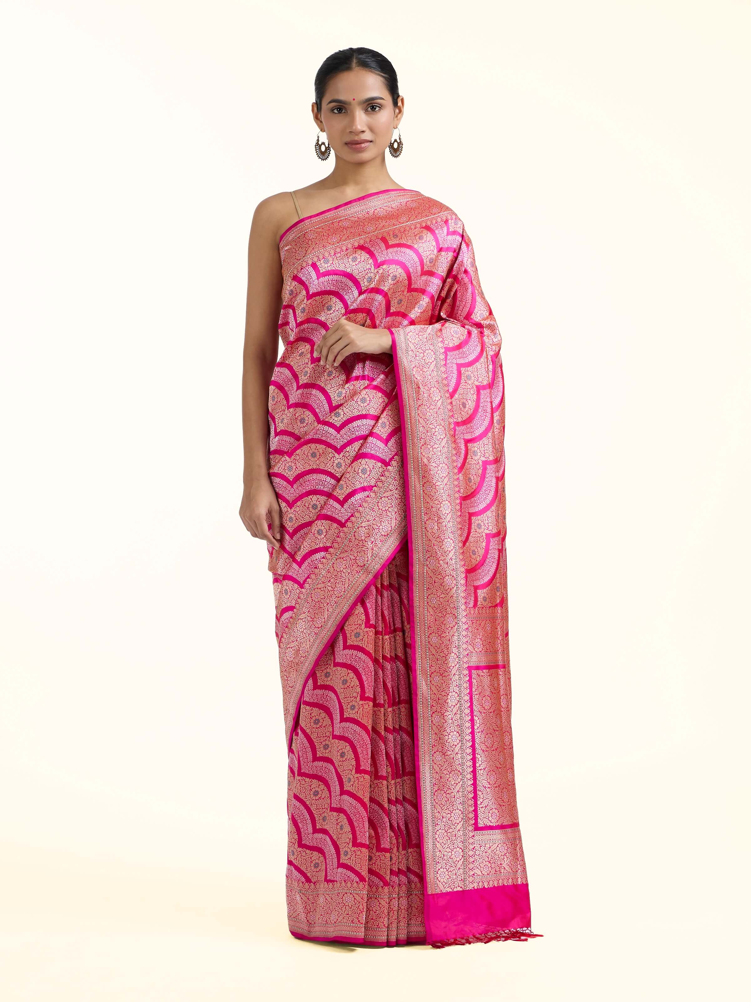 Pink Banarasi Kadhwa Silk Saree