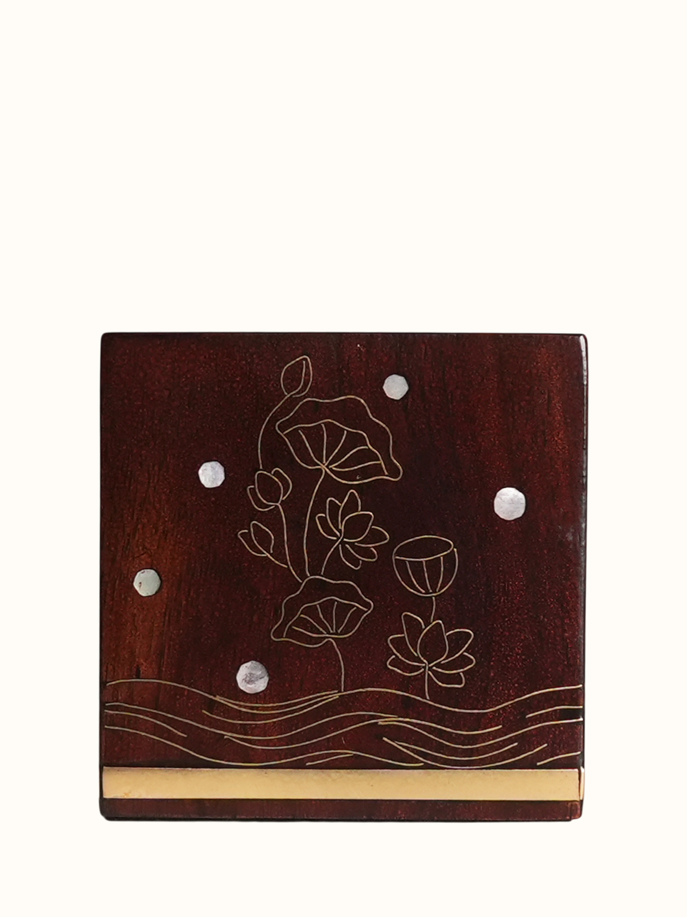 Kamal Tarkashi Teak Wood Dry Flower Pot