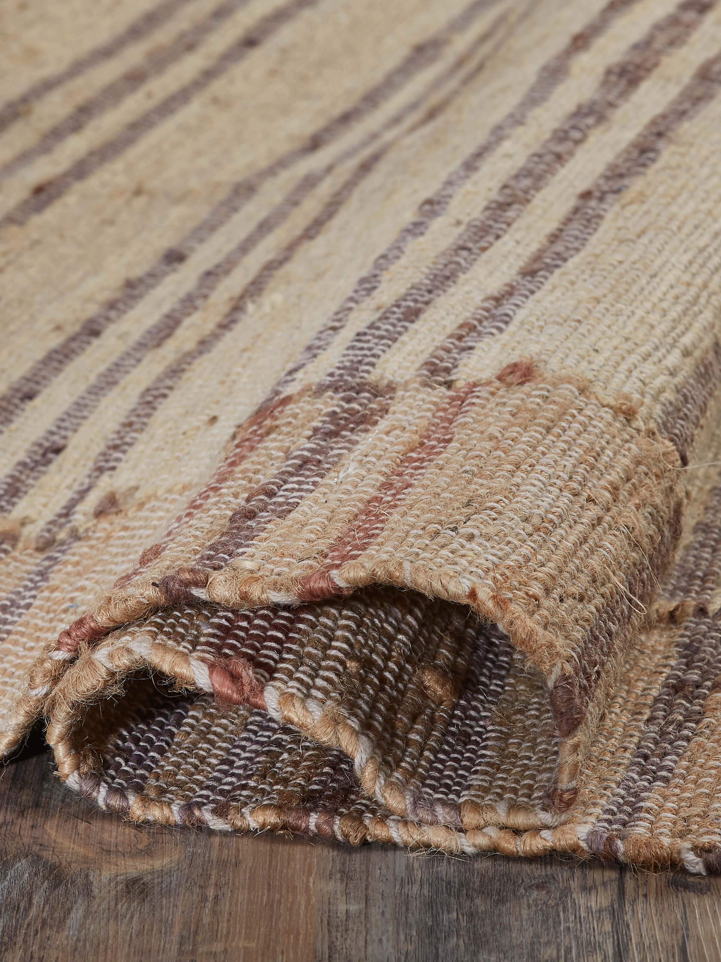 Close-up texture shot of Beige Brown Jute Natural Fibre Rug emphasizing durability and handwoven finish